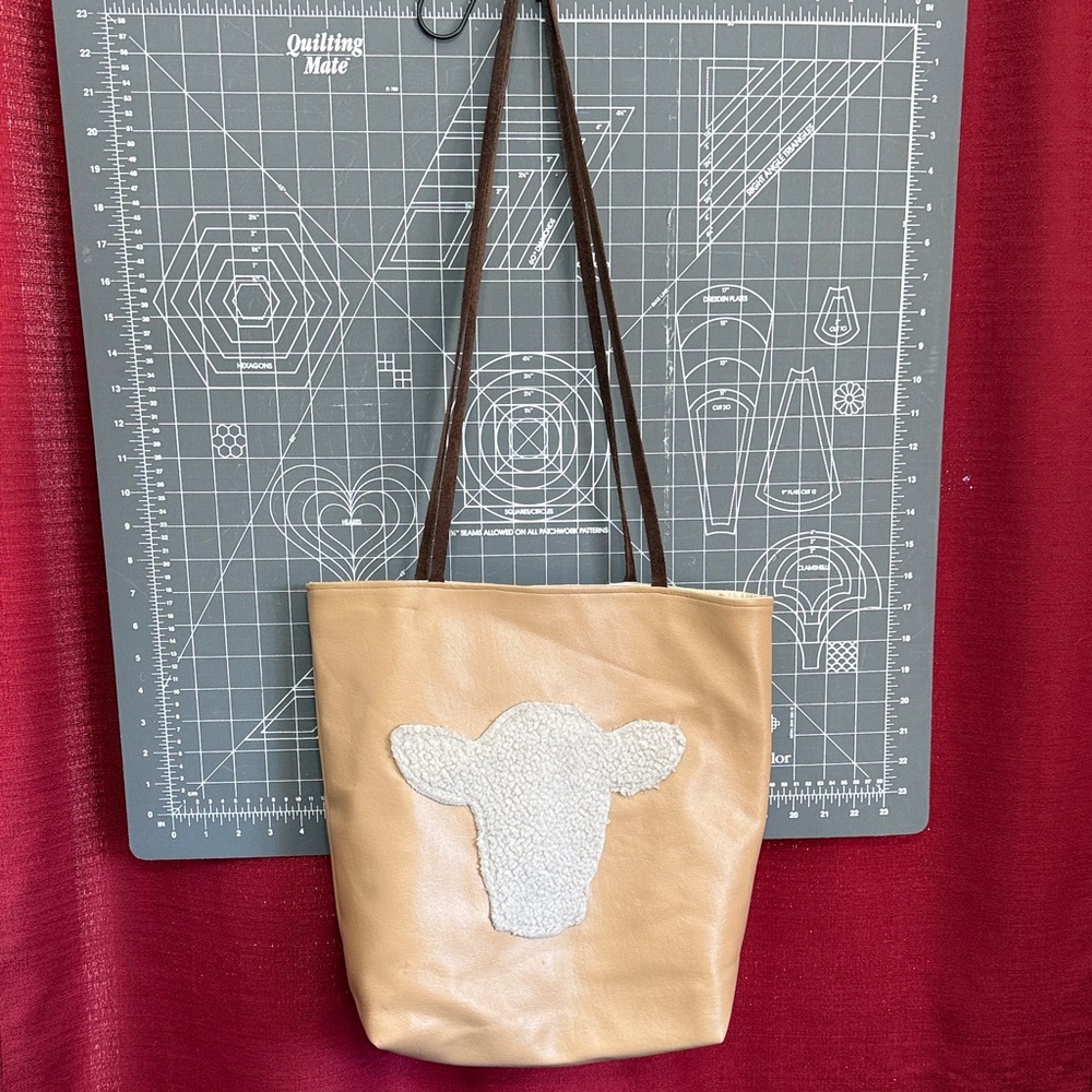 Tan Tote Bag with Sheep Design
